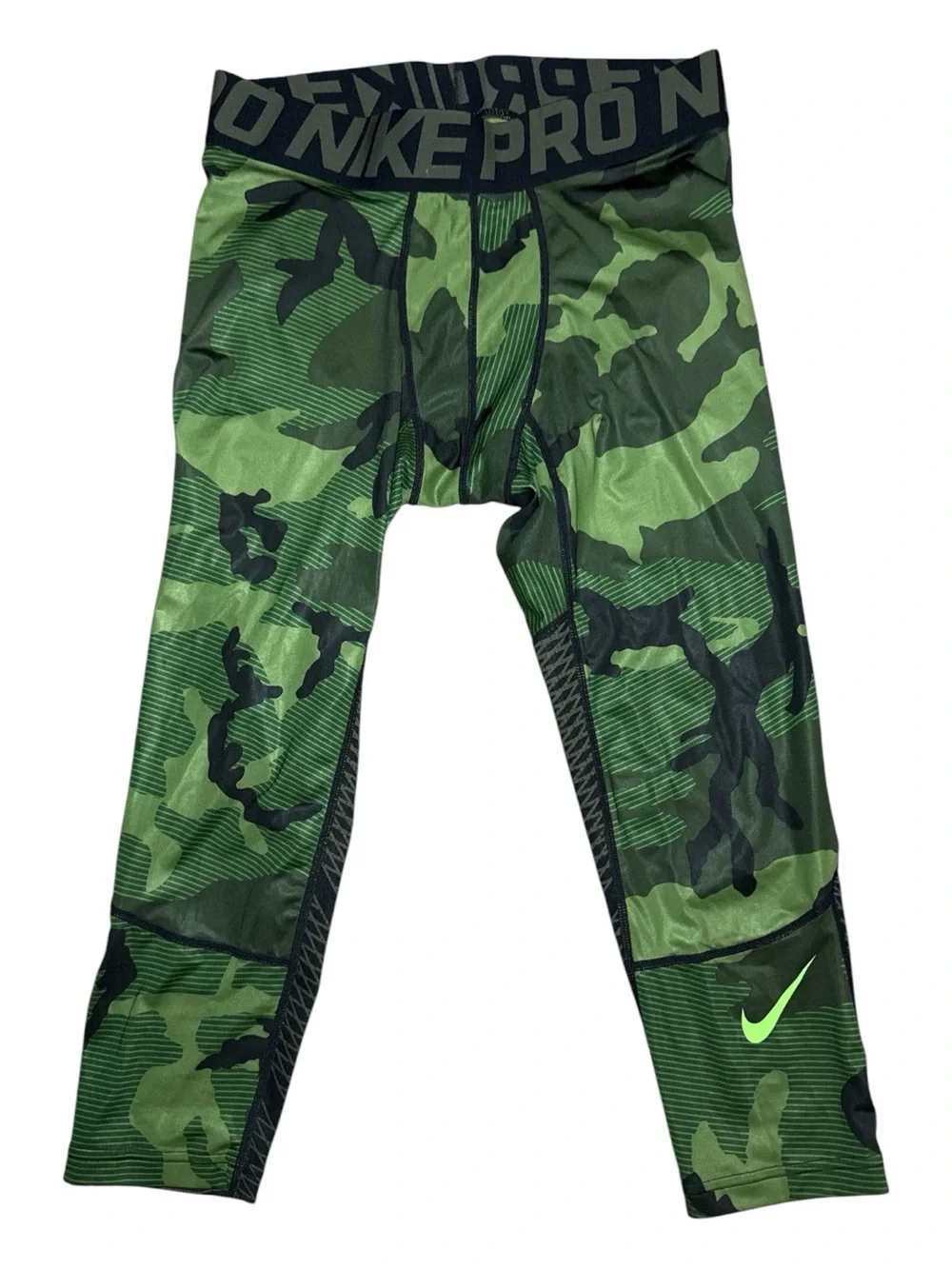 Nike Pro Camouflage Compression Tights Green Black Men's Size Medium